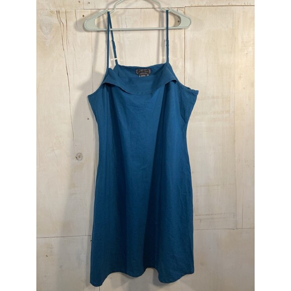 Of The Earth Hemp Cotton Linen-style Sundress Dress Blue XL Y2K Hippie Chic - Picture 2 of 7